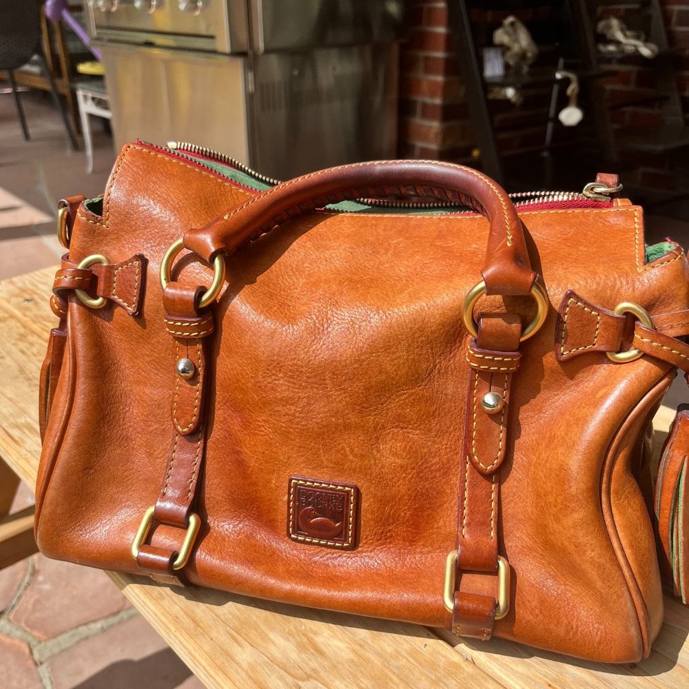 Dooney & Bourke Florentine Leather Tasseled Satchel Bag